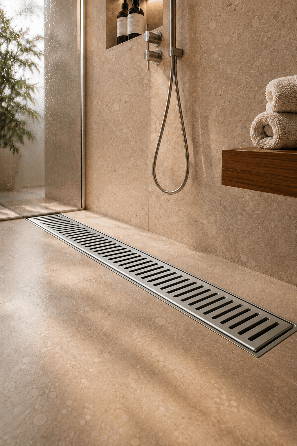 WTI stainless steel linear shower channel, product view